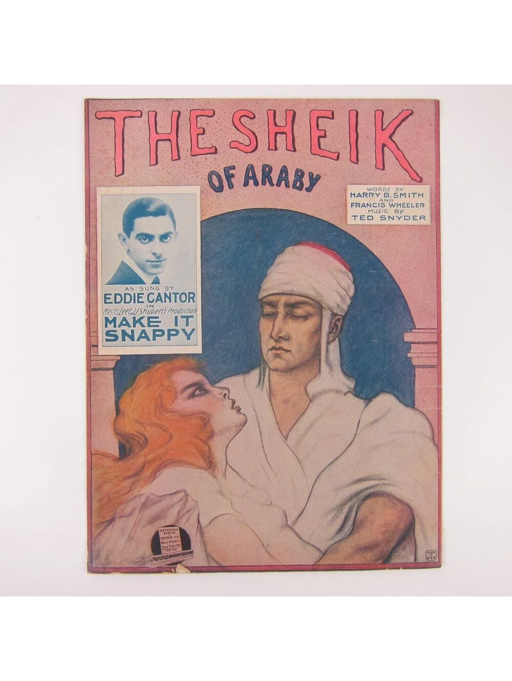 Sheet Music The Sheik Of Araby Eddie Cantor Cover Make It Snappy Antique 1921